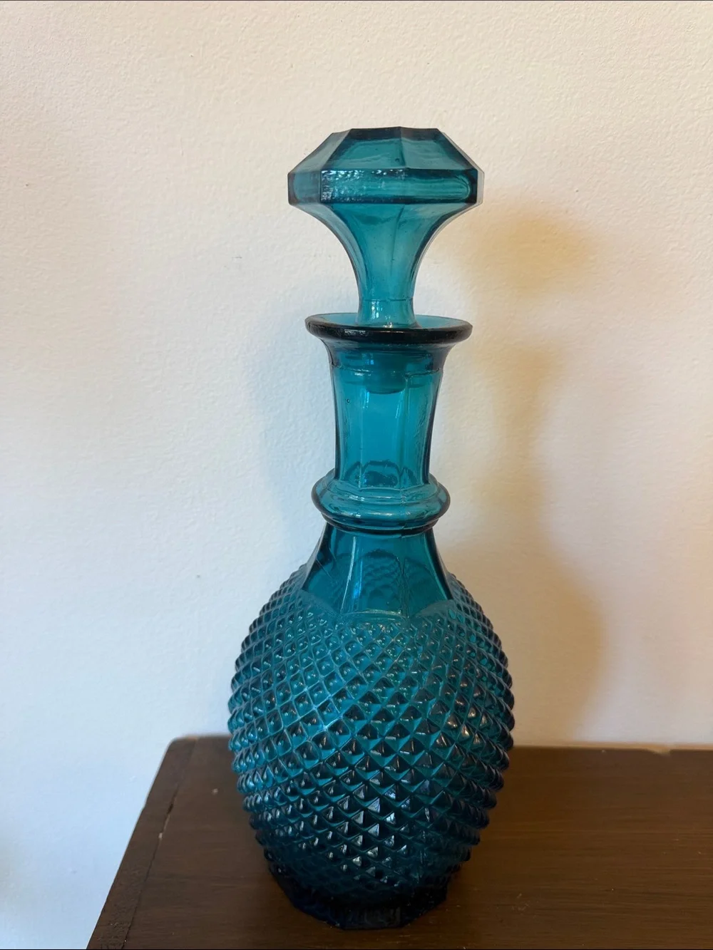 Teal Glass Textured Decanter - Home Accents